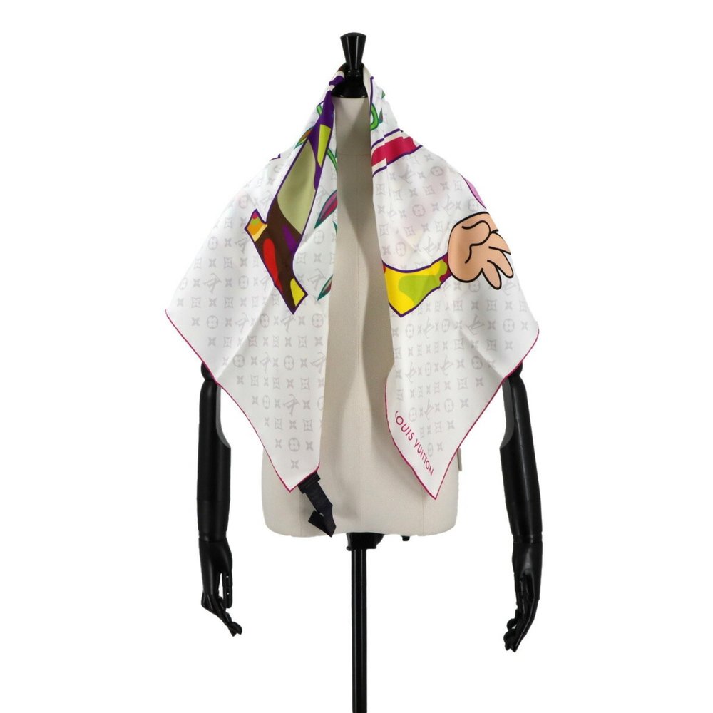 Louis Vuitton LOUIS VUITTON LV×TM Carre 90 Super Flat Scarf/Muffler White M96... - Picture 5 of 5